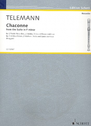 Chaconne fr 2 Alt-Blockflten, 2 Violinen, Viola und Bc Partitur und Stimmen