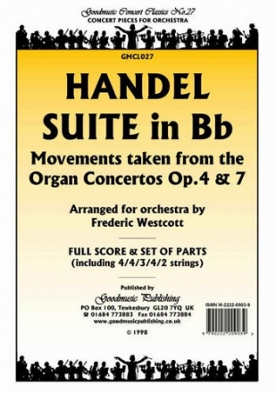 Handel G.F. Suite In Bb (Westcott) Pack String Orchestra