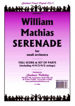 Mathias William Serenade For Small Orchestra Pack Orchestra