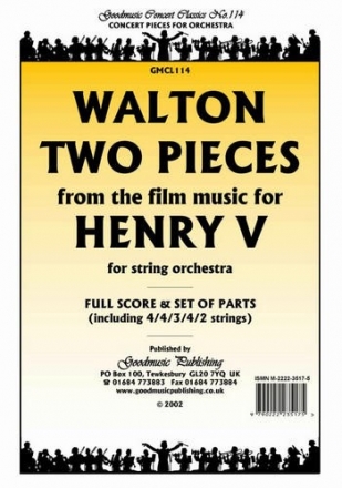 2 pieces from the film music for Henry V for string orchestra score and parts