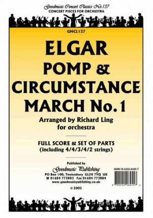 Pomp & Circumstance No. 1   for orchestra score and set of parts (4-4-3-4-2 strings)