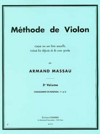 MASSAU Armand Mthode de violon Vol.3 (1e et 3e positions) violon Partition