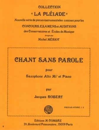 ROBERT Jacques Chant sans parole saxophone et piano Partition