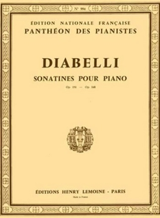 DIABELLI Anton Sonatines Op.151 et 168 piano Partition