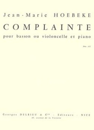 HOEBEKE Jean-Marie Complainte violoncelle Partition