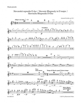 Dvork, Antonn Slawische Rhapsodie Nr. 1 D-Dur op. 45 Fl-picc/2Fl/2Ob/2Klar/2Fag/4Hn/3Trp/3Pos/Pk/Tri/Be/Tr-Gr Harmoniesti