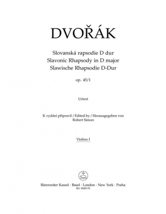 Dvork, Antonn Slawische Rhapsodie Nr. 1 D-Dur op. 45 V1 Stimme(n)