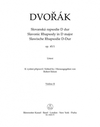 Dvork, Antonn Slawische Rhapsodie Nr. 1 D-Dur op. 45 V2 Stimme(n)