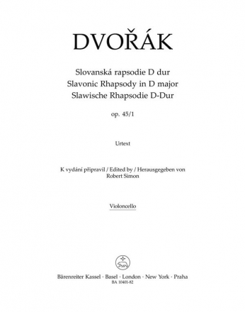 Dvork, Antonn Slawische Rhapsodie Nr. 1 D-Dur op. 45 Vc Stimme(n)