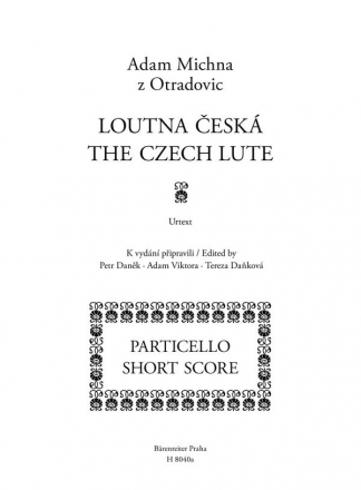 Michna z Otradovic, Adam, The Czech Lute 2Singing,Bc Particell, Urtext edition, Anthology