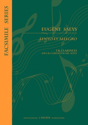 Saeys, Eugne Lento e Allegro 3Cl 2Cl/Sax (Clarinet Ensemble)