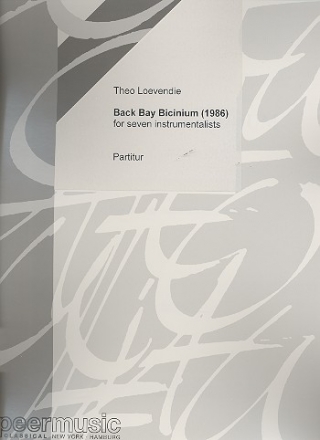 Back Bay Bicinium for piccolo, clarinet, percussion, violin, viola, violoncello, piano score