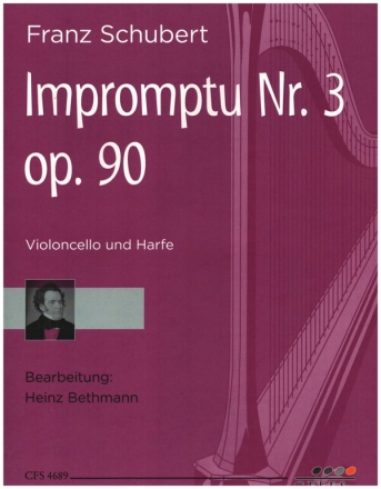 Impromptu Nr.3 op.90 fr Violoncello und Harfe Spielpartitur und Stimme