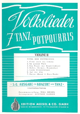 Volkslieder Tanzpotpourris fr Orchester Violine 2