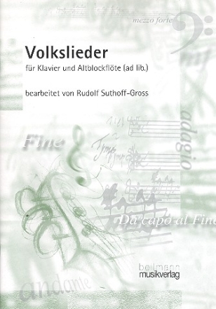 Volkslieder: fr Klavier (Altblockflte ad lib) Partitur