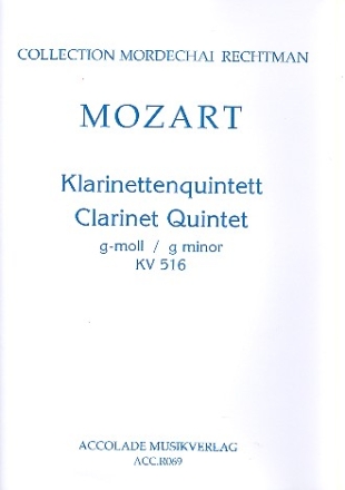 Quintett g-Moll KV516 fr Klarinette, Violine, 2 Violen und Violoncello Partitur und Stimmen