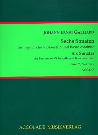 6 Sonaten Band 2 (Nr.4-63) fr Fagott (Violoncello) und Bc