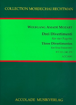 3 Divertimenti fr 4 Fagotte Partitur und Stimmen