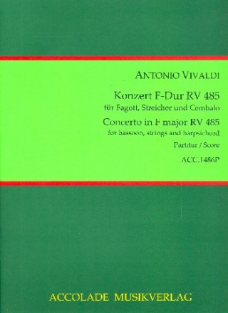 Konzert F-Dur RV485 fr Fagott, Streichorchester und Cembalo Partitur