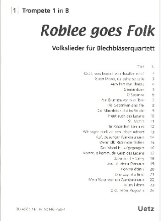 Roblee goes Folk fr Posaunenchor (Blechblser-Ensemble) 1. Stimme (Trompete)