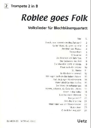 Roblee goes Folk fr Posaunenchor (Blechblser-Ensemble) 2. Stimme (Trompete)