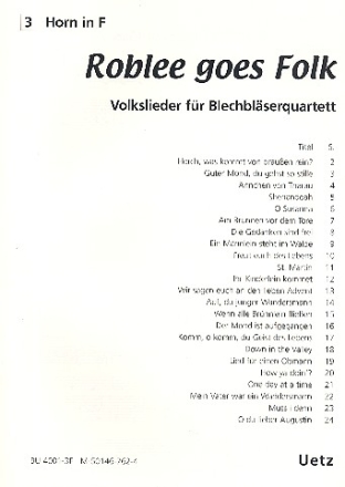 Roblee goes Folk fr Posaunenchor (Blechblser-Ensemble) 3. Stimme (Horn in F)