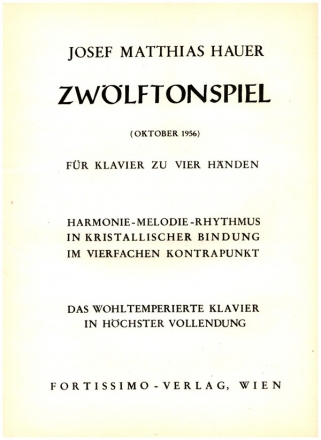 Zwlftonspiel (Oktober 1956) fr Klavier zu 4 Hnden