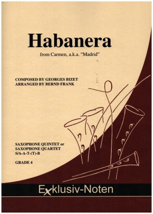 Habanera fr 4-5 Saxophone (SAATBar) Partitur und Stimmen