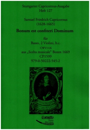 Bonum est confiteri Dominum CWV11/6 fr Basso, 2 Violinen und Bc Partitur und Stimmen (Bc nicht ausgesetzt)