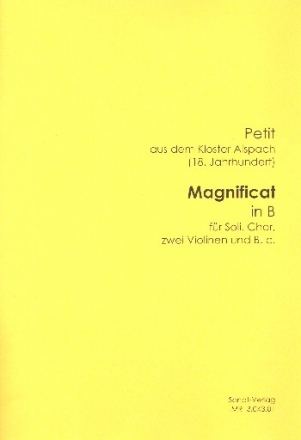 Magnificat in B fr Soli, gem Chor, 2 Violinen und Bc Partitur