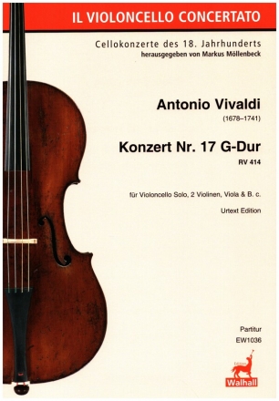 Konzert G-Dur Nr.17 RV414 fr Violoncello Solo, 2 Violinen, Viola und Bc Partitur