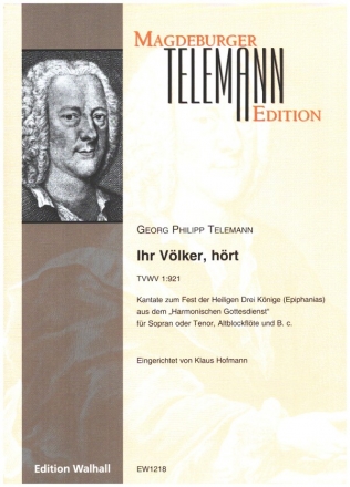 Ihr Vlker, hrt TVWV1:921 fr Sopran oder Tenor, Altblockflte und Bc Stimmen