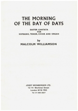 The Morning of the Day of Days for soprano, tenor, mixed choir and organ vocal score