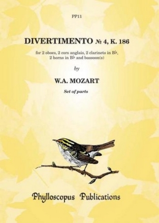 Divertimento no.4 KV186 for 2 oboes, 2 cors anglais, 2 clarinets, 2 horns in Bb and bassoon wind ensemble