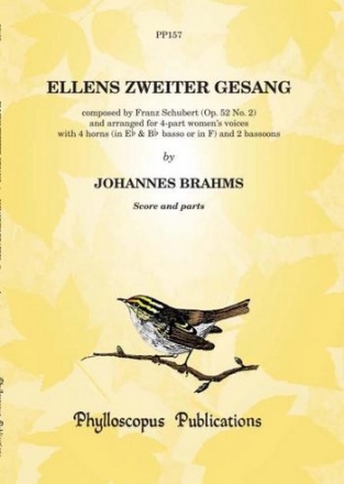 Franz Schubert Arr: Johannes Brahms Ed: C M M Nex Ellens Zweiter Gesang   (Score & Parts) choral (upper voices)