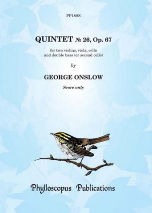 Quintet no.26 op.67 for 2 violins, viola, cello and double bass (or cello) score