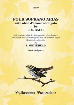 Johann Sebastian Bach Arr: Dr Lance Whitehead Ed: C M M Nex and F H Ne Four Soprano Arias with oboe d'amore obbligato   -  (Score and parts) voice & chamber ensemble