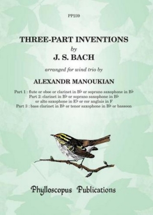 Johann Sebastian Bach Arr: Alexandr Manukyan Three-Part Inventions - Score and Parts woodwind trio