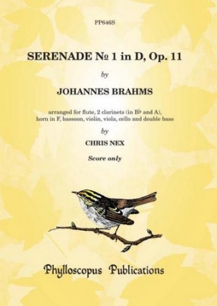 Serenade d major no.1 op.11 for flute, 2 clarinets, horn, bassoon and strings score