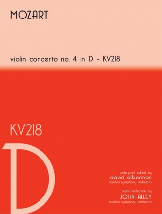 Concerto No. 4 in D KV 218 Violine und Orchester Klavierauszug