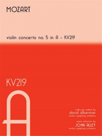 Concerto No. 5 in A KV 219 Violine und Orchester Klavierauszug