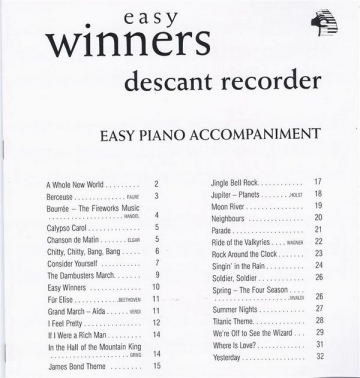 Peter Lawrance, Easy Winners Recorder Recorder and Piano Buch