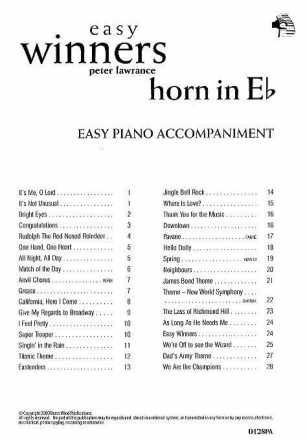 Peter Lawrance, Easy Winners Eb Horn Pa Eb Horn and Piano accompaniment Buch