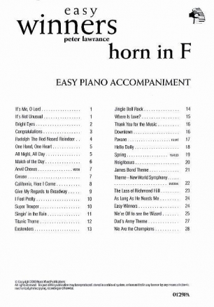 Peter Lawrance, Easy Winners F Horn Pa F Horn and Piano Buch