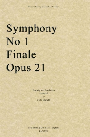 Ludwig van Beethoven, Symphony No. 1 Finale, Opus 21 Streichquartett Stimmen-Set