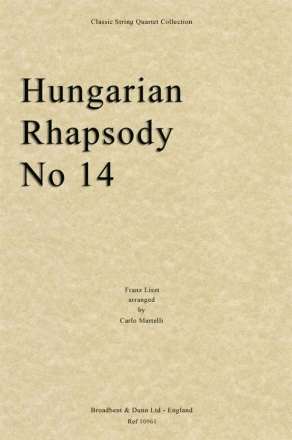 Franz Liszt, Hungarian Rhapsody No. 14 Streichquartett Stimmen-Set