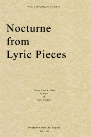 Edvard Grieg, Nocturne from Lyric Pieces Streichquartett Partitur