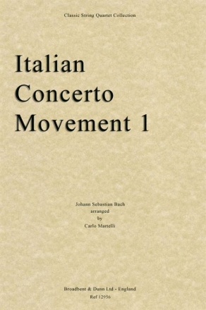 Johann Sebastian Bach, Italian Concerto, Movement 1 Streichquartett Stimmen-Set