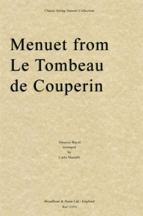 Maurice Ravel, Menuet from Le Tombeau de Couperin Streichquartett Stimmen-Set