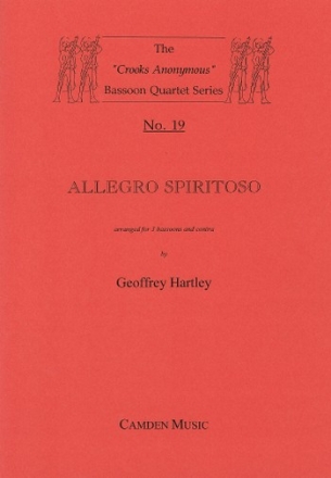 Jean-Baptiste Senaill Arr: Geoffrey Hartley, Allegro Spiritoso for bassoon quartet (3 bns+contra) Partitur und Stimmen